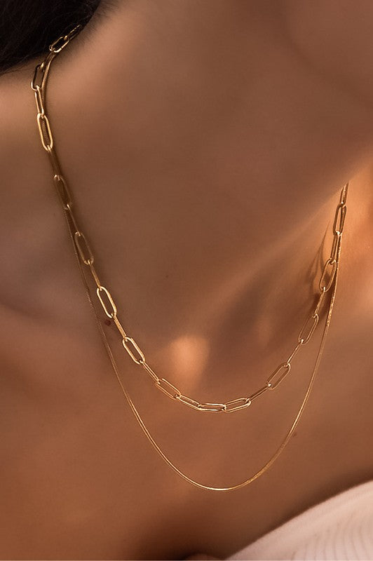 18K Non-Tarnish Layered Chain Necklace