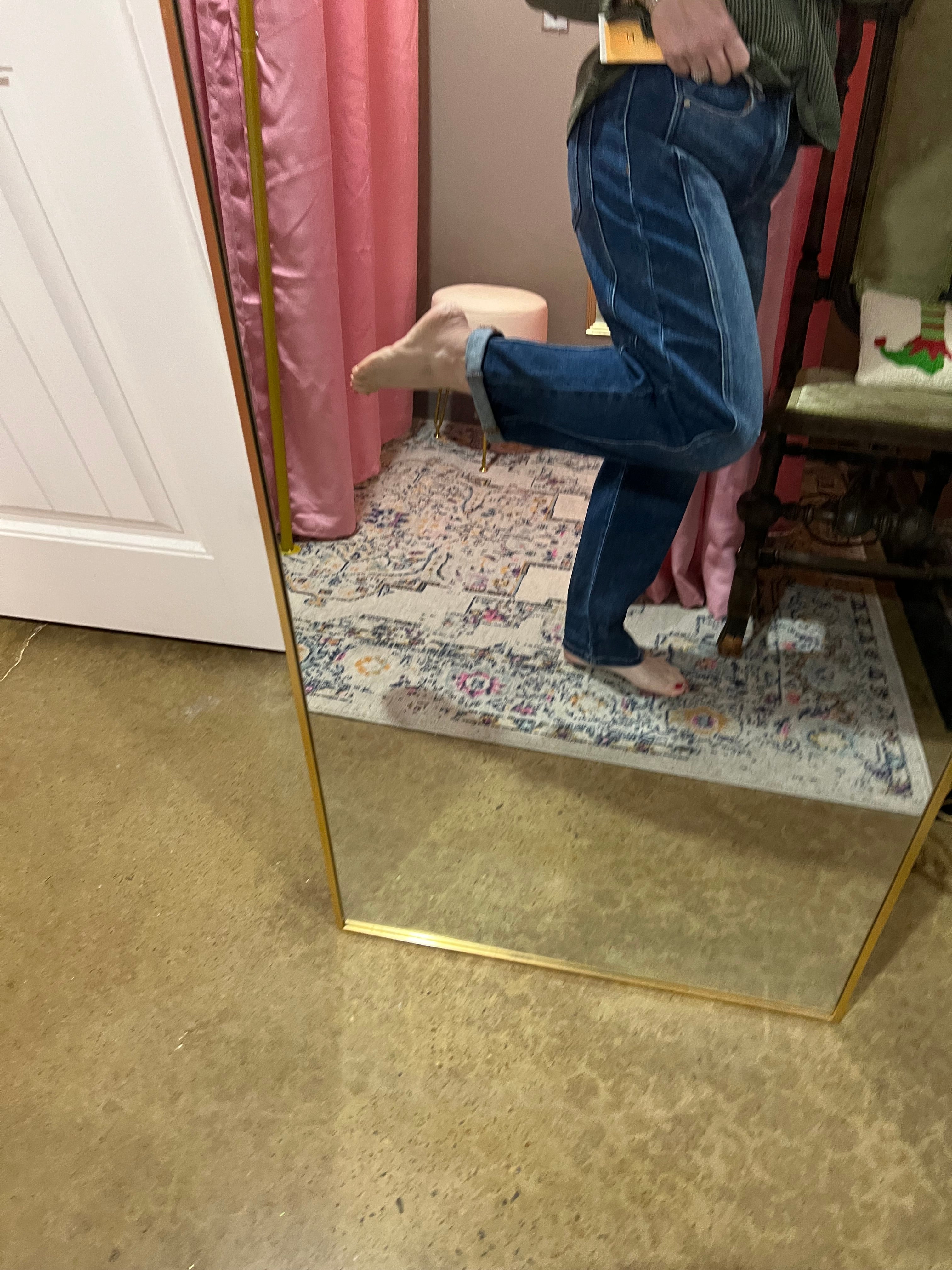 Risen Dark Wash High Rise Barrel Jeans