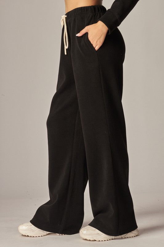 COZY FLEECE WIDE LEG PANT- 3 COLORS