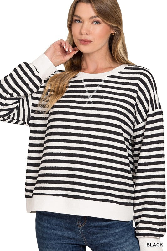 ZENANA STRIPED PULLOVER