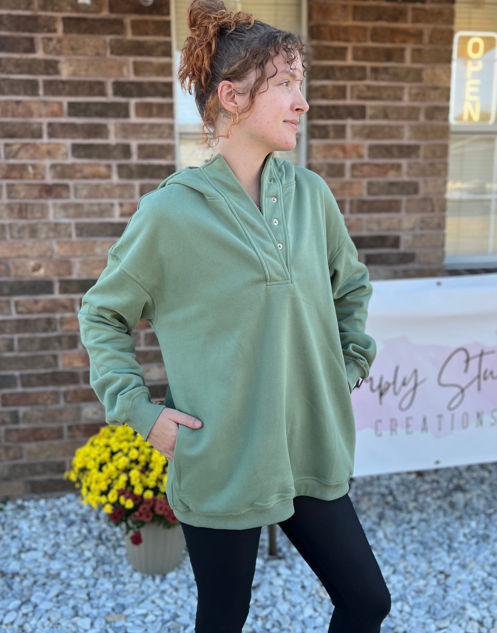 Quarter Snap Hooded Sweatshirt