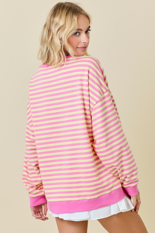 PINK LEMONADE OVERSIZED STRIPE KNIT TOP