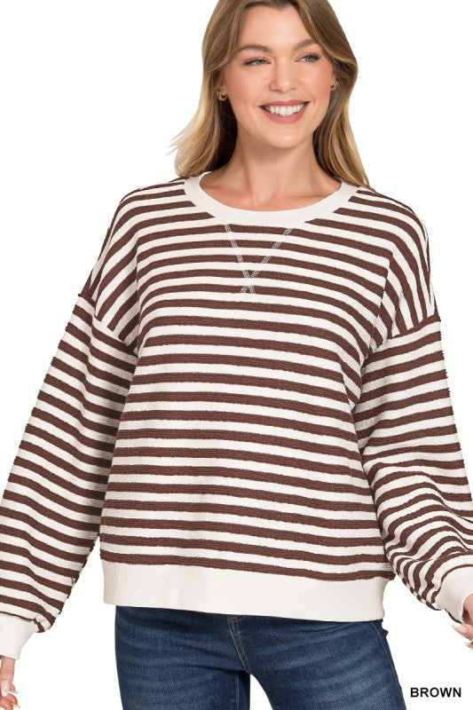 ZENANA STRIPED PULLOVER