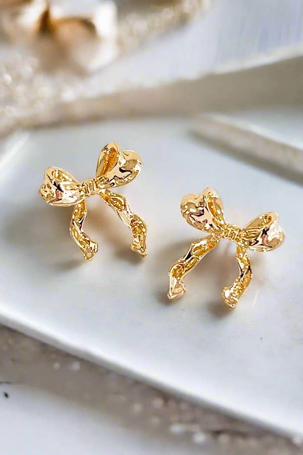 Natural Elements Gold Bow Stud Earrings