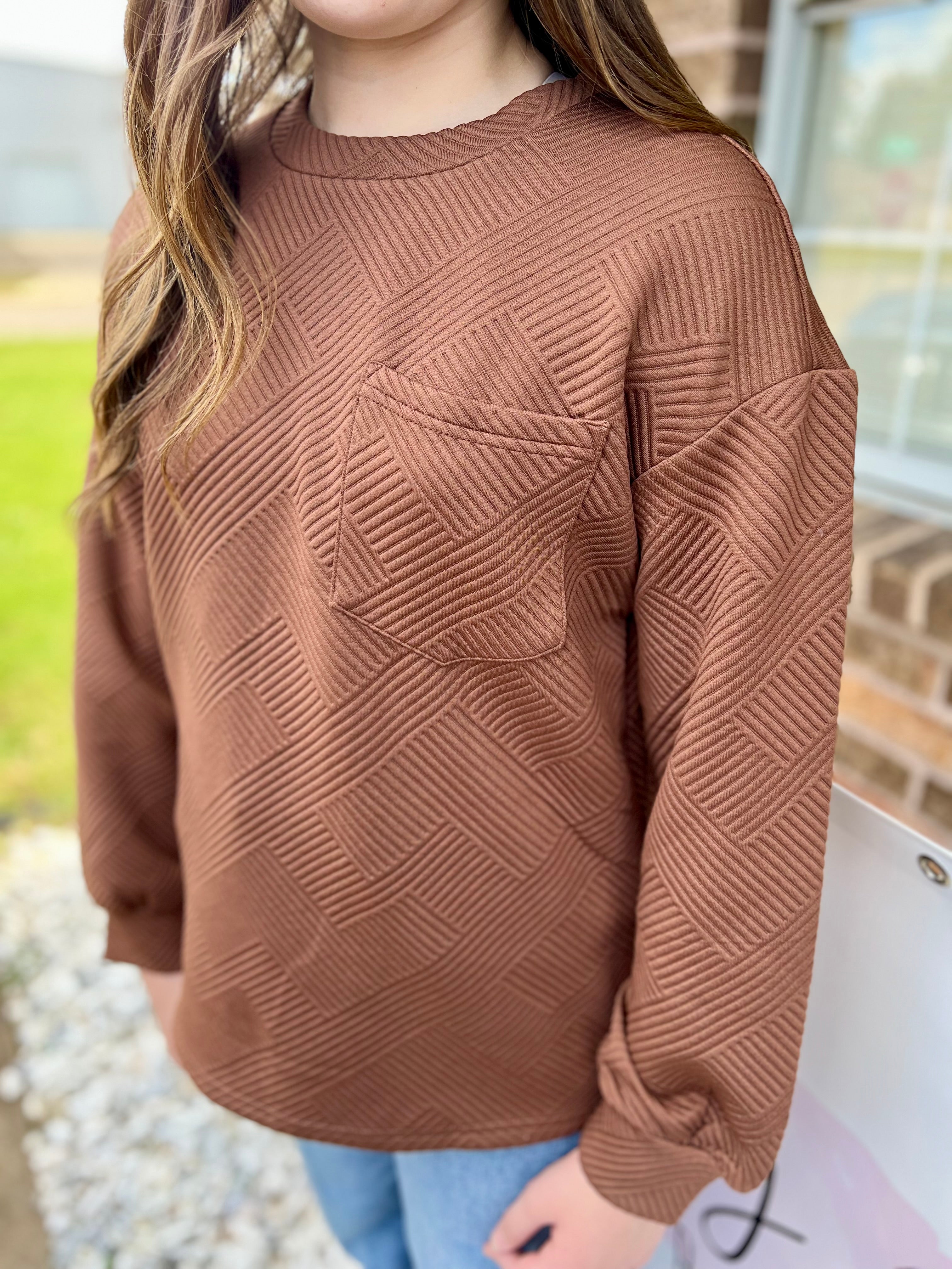Nutmeg Crew Neck Textured Pullover