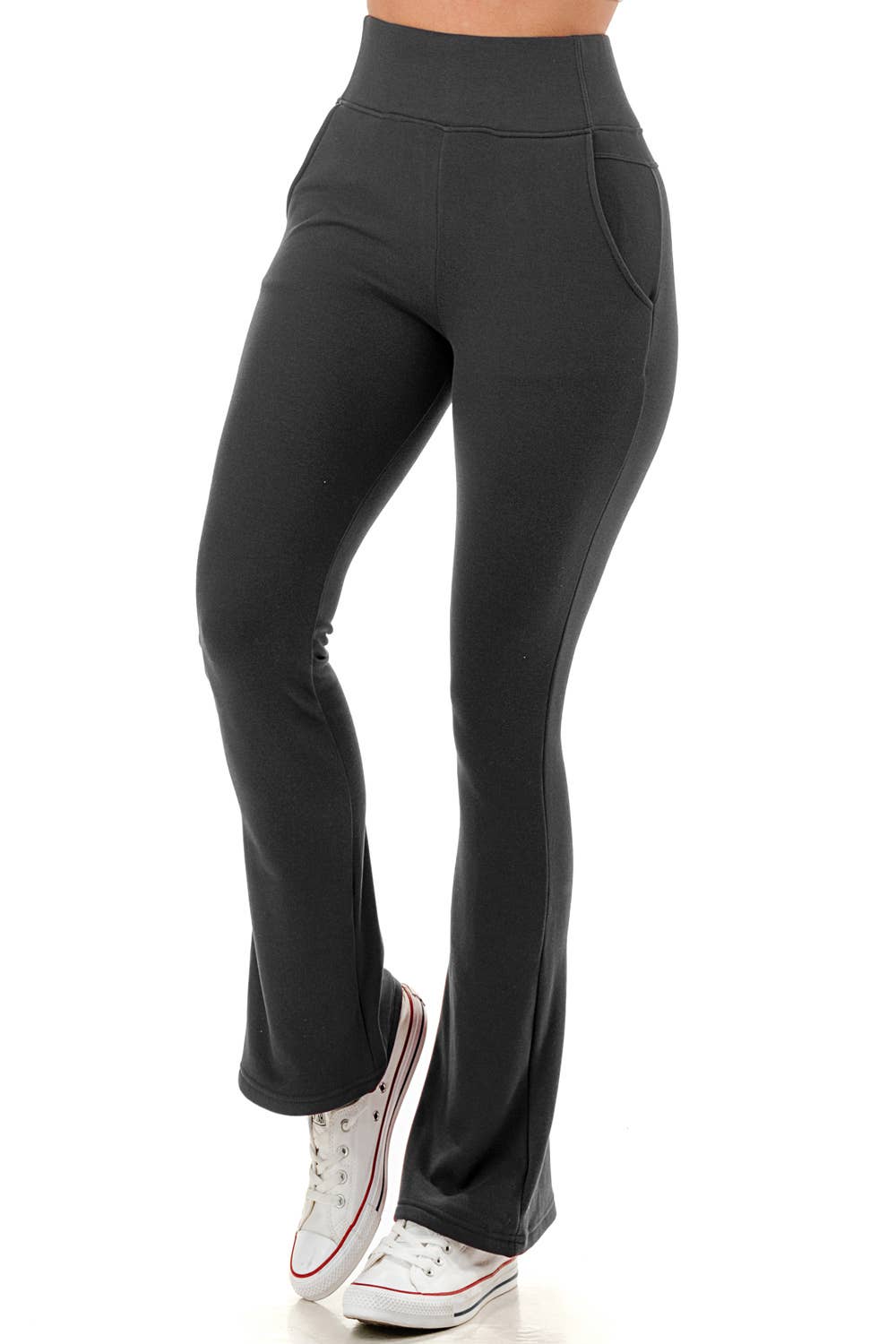 thermal fleece flare leggings with pockets