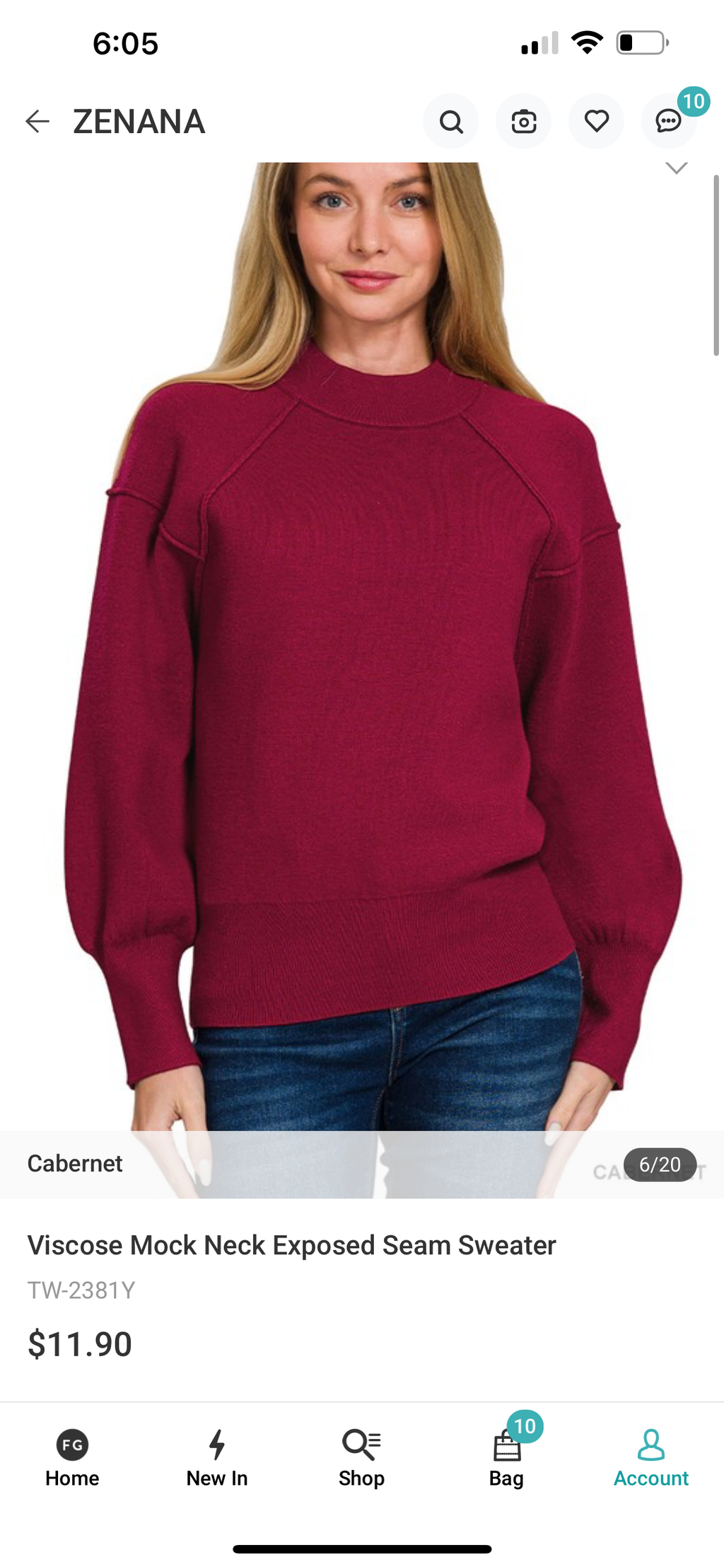 VISCOSE MOCK NECK EXPOSED SEAM SWEATER