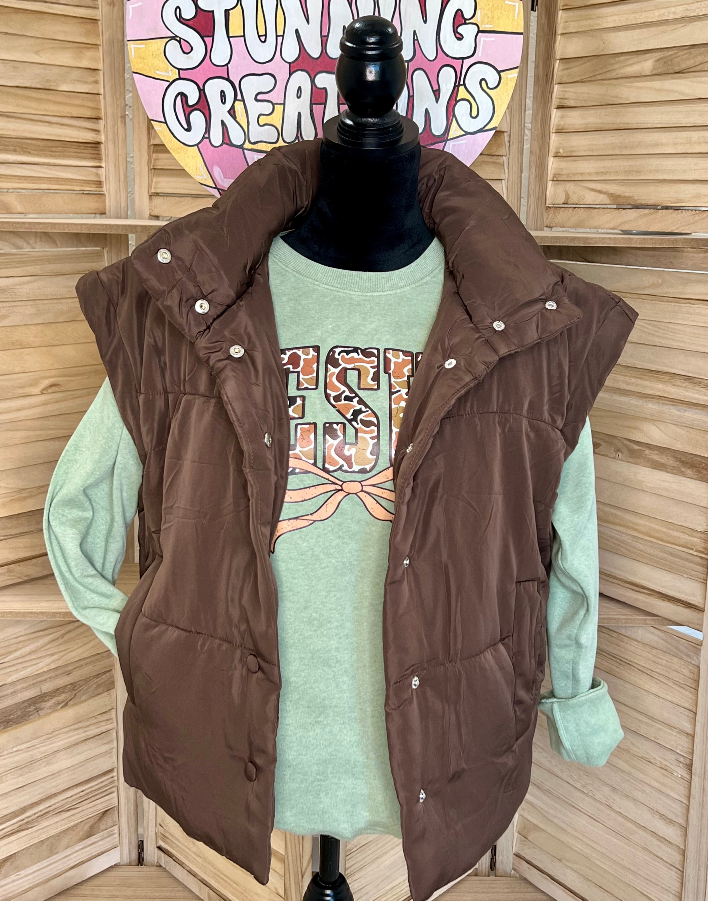 OVERSIZED SNAP BUTTON PUFFER VEST