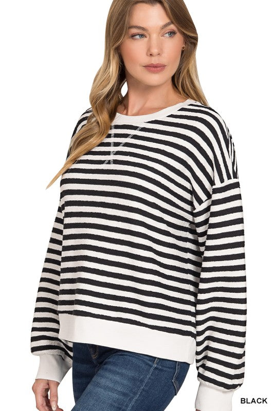 ZENANA STRIPED PULLOVER