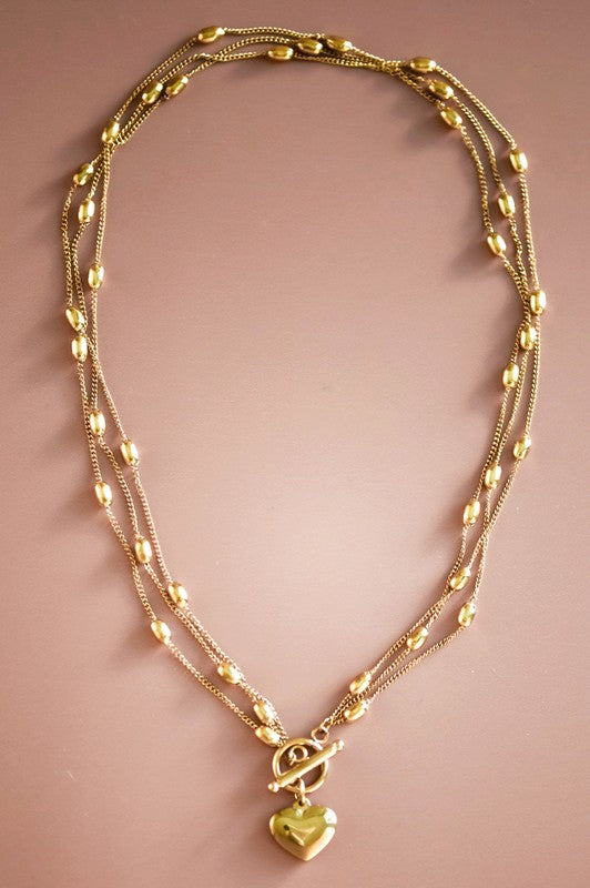 18K Gold Non-Tarnish Heart Necklace