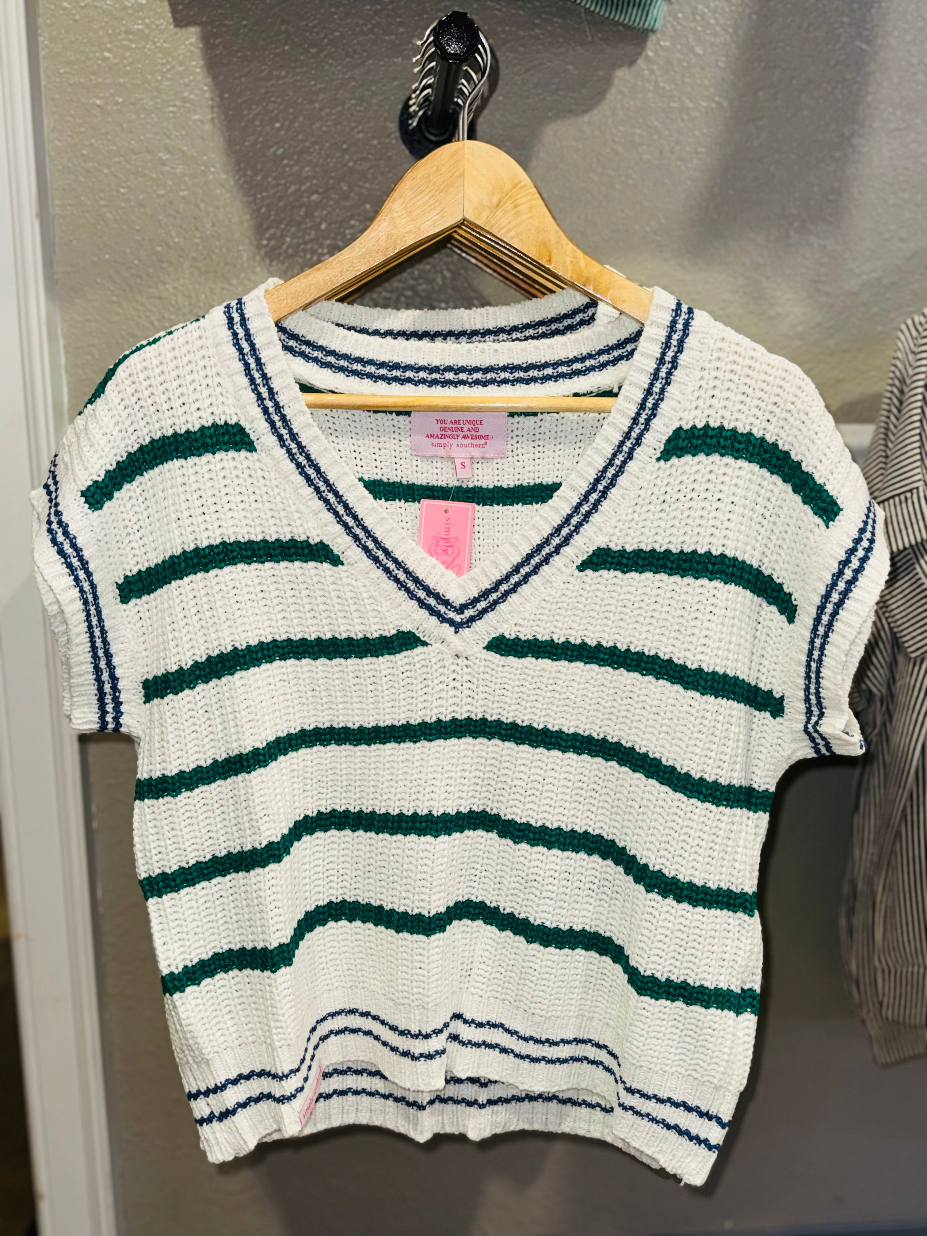 SIMPLY SOUTHERN GREEN STRIPED TOP