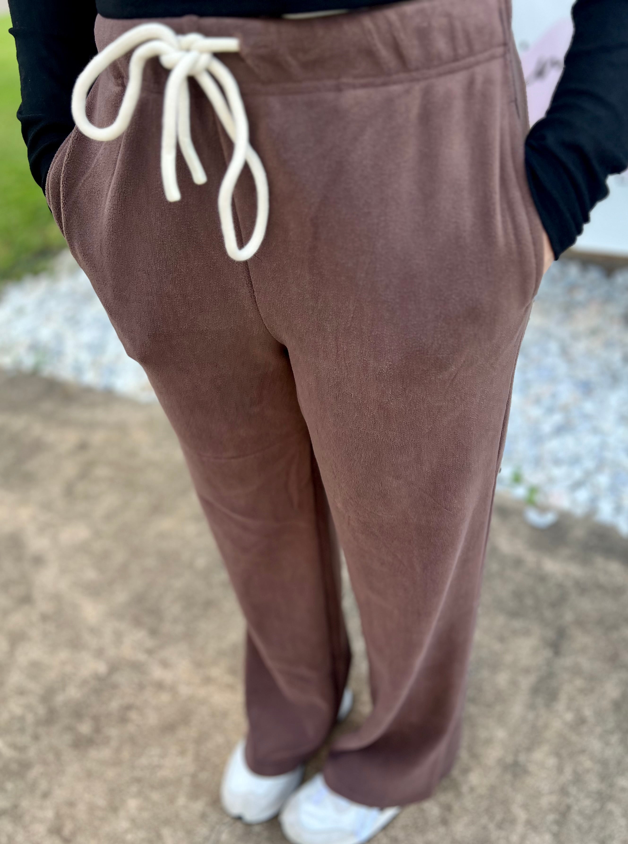 COZY FLEECE WIDE LEG PANT- 3 COLORS