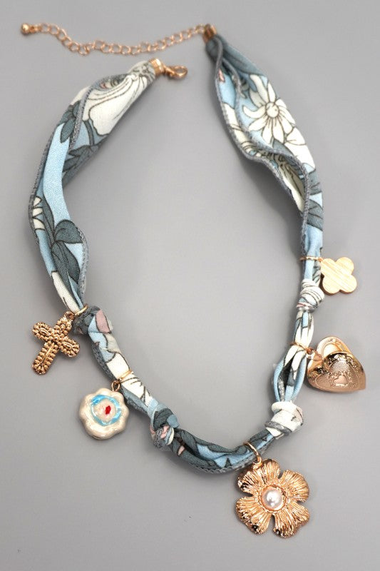 Scarf Multi Charm Necklace