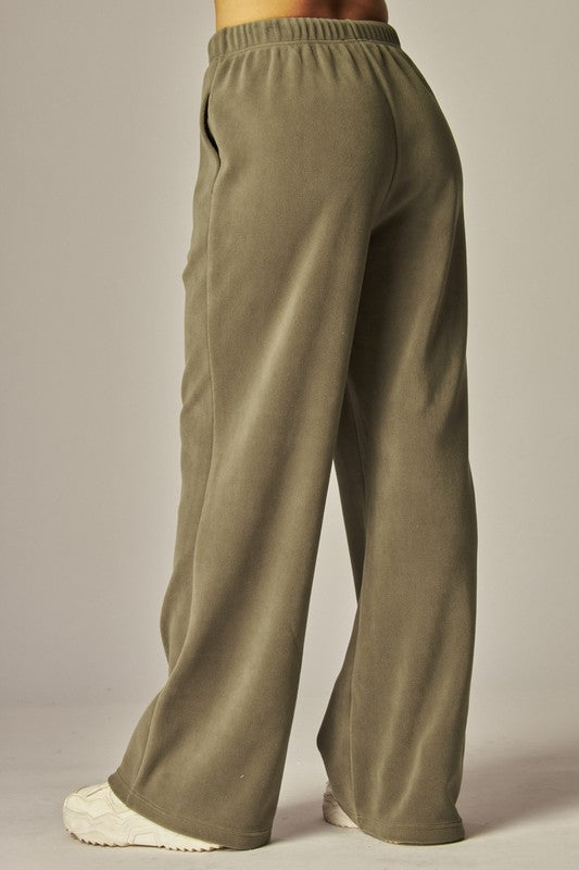 COZY FLEECE WIDE LEG PANT- 3 COLORS