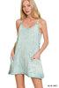 ZENANA ACID WASH MINI DRESS