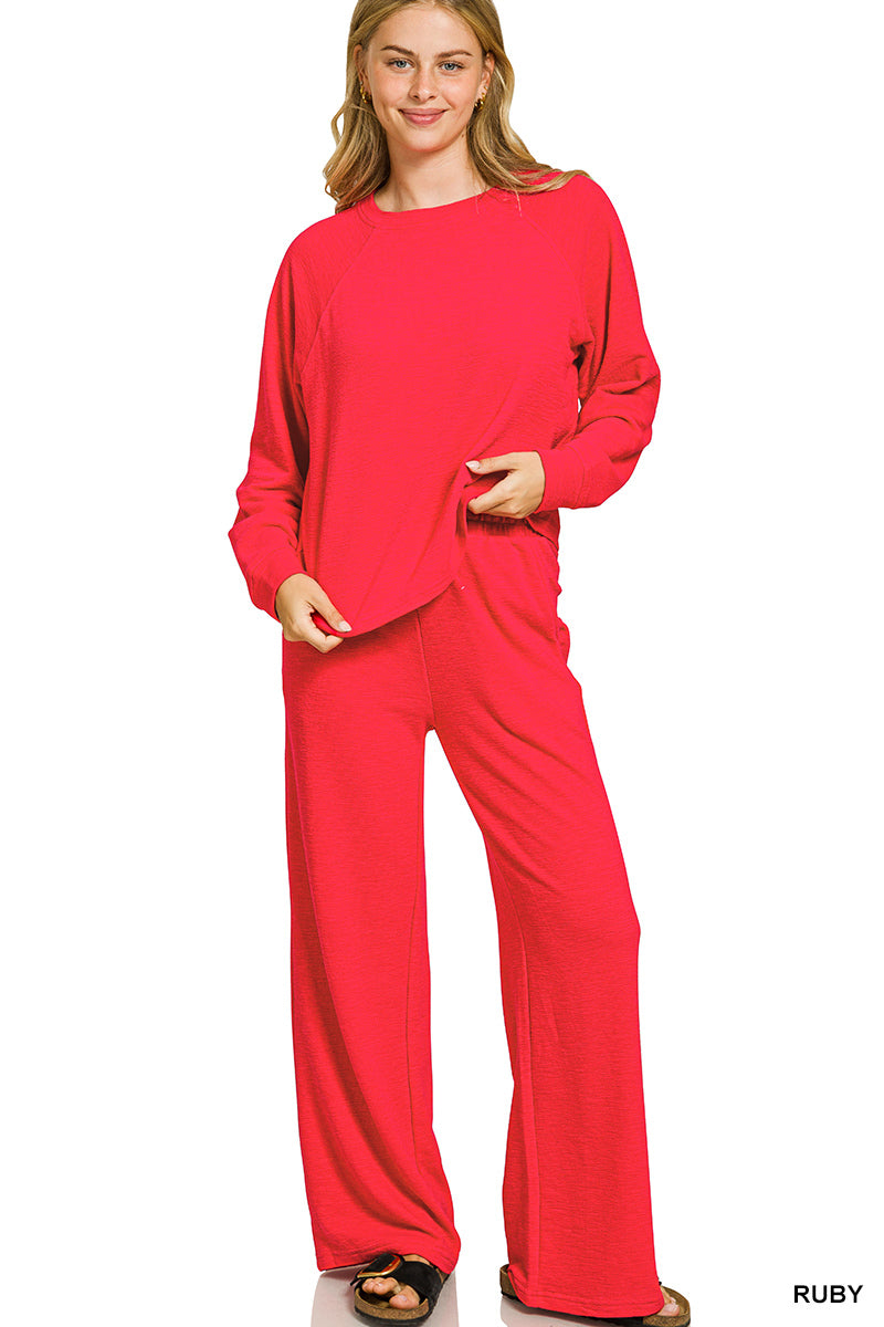 Slub long sleeve top & pants