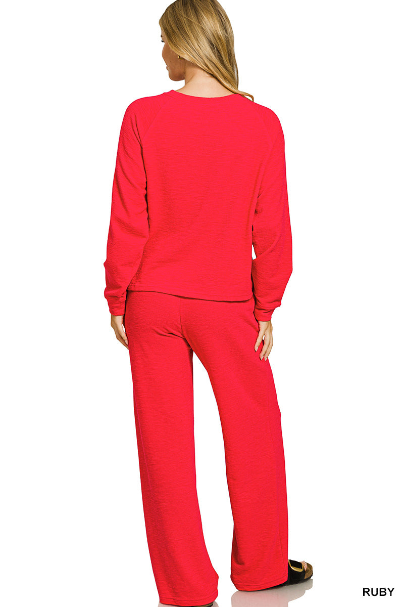 Slub long sleeve top & pants