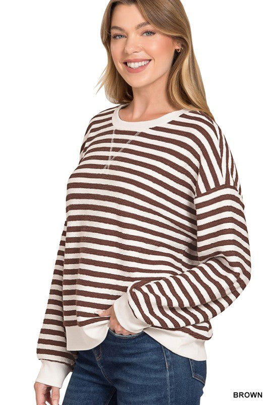 ZENANA STRIPED PULLOVER