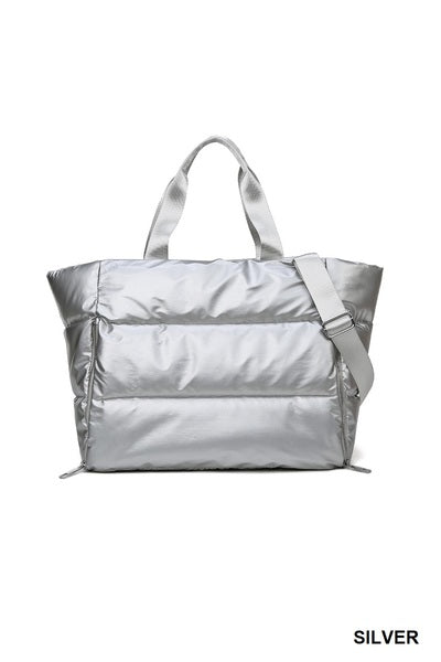 Puffy Quilted Waterproof Travel Sports Tote Bag