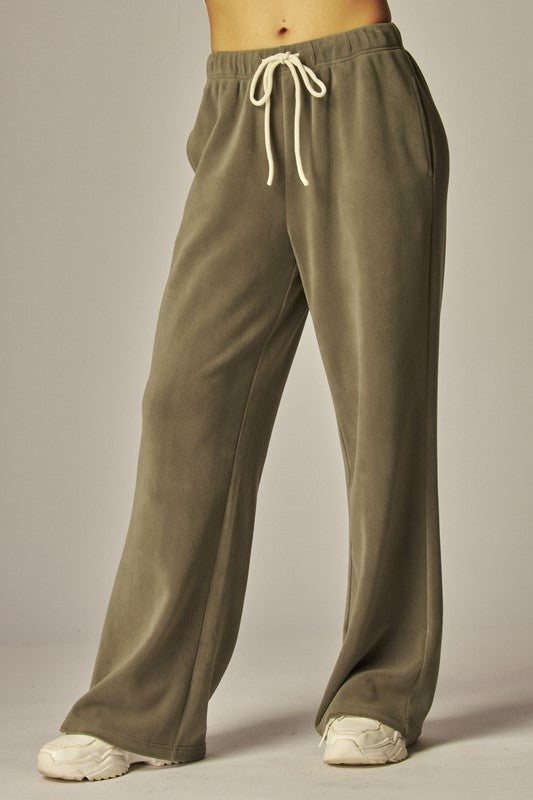 COZY FLEECE WIDE LEG PANT- 3 COLORS