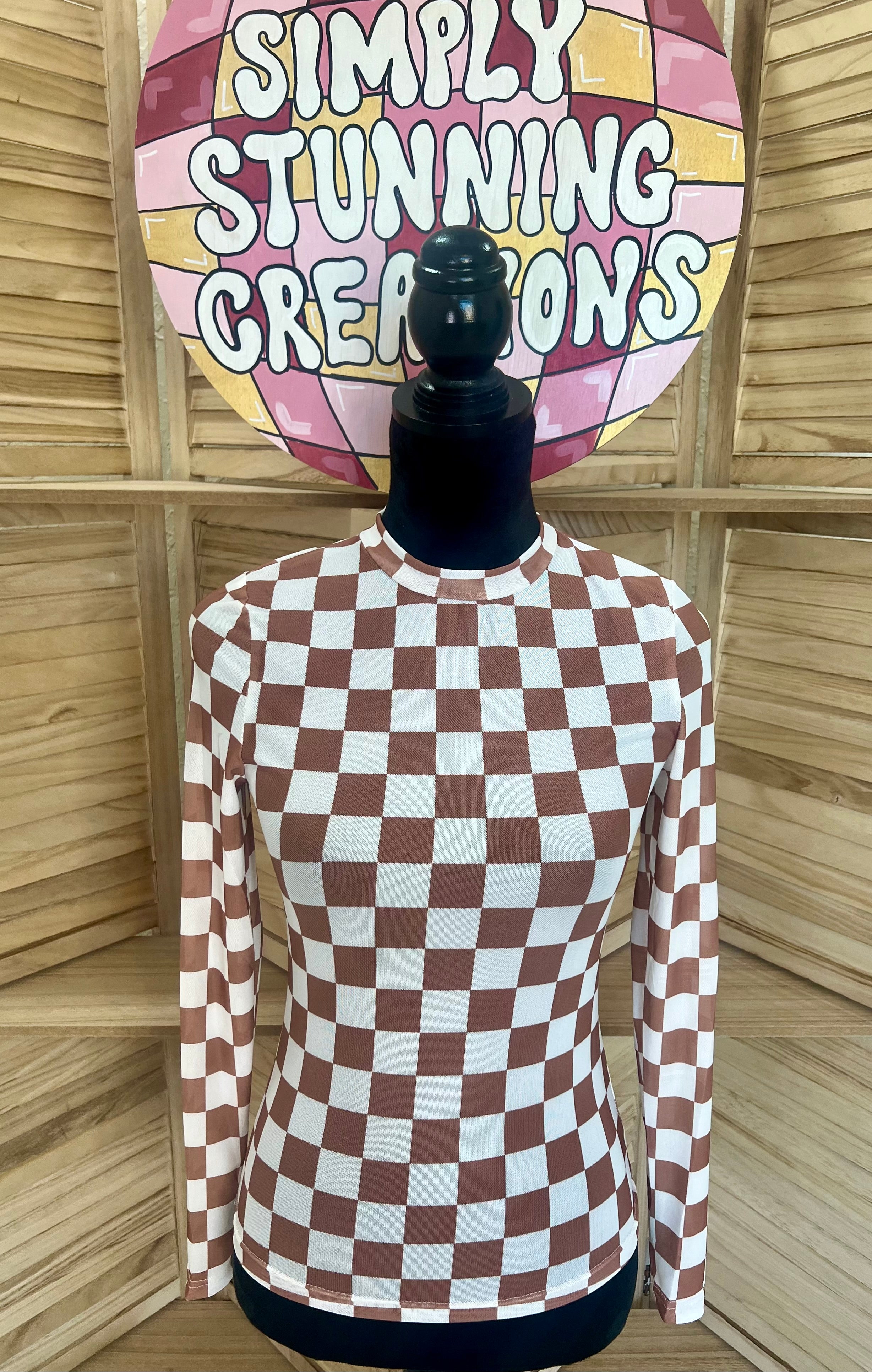 CHECKER PATTERN MESH TOP