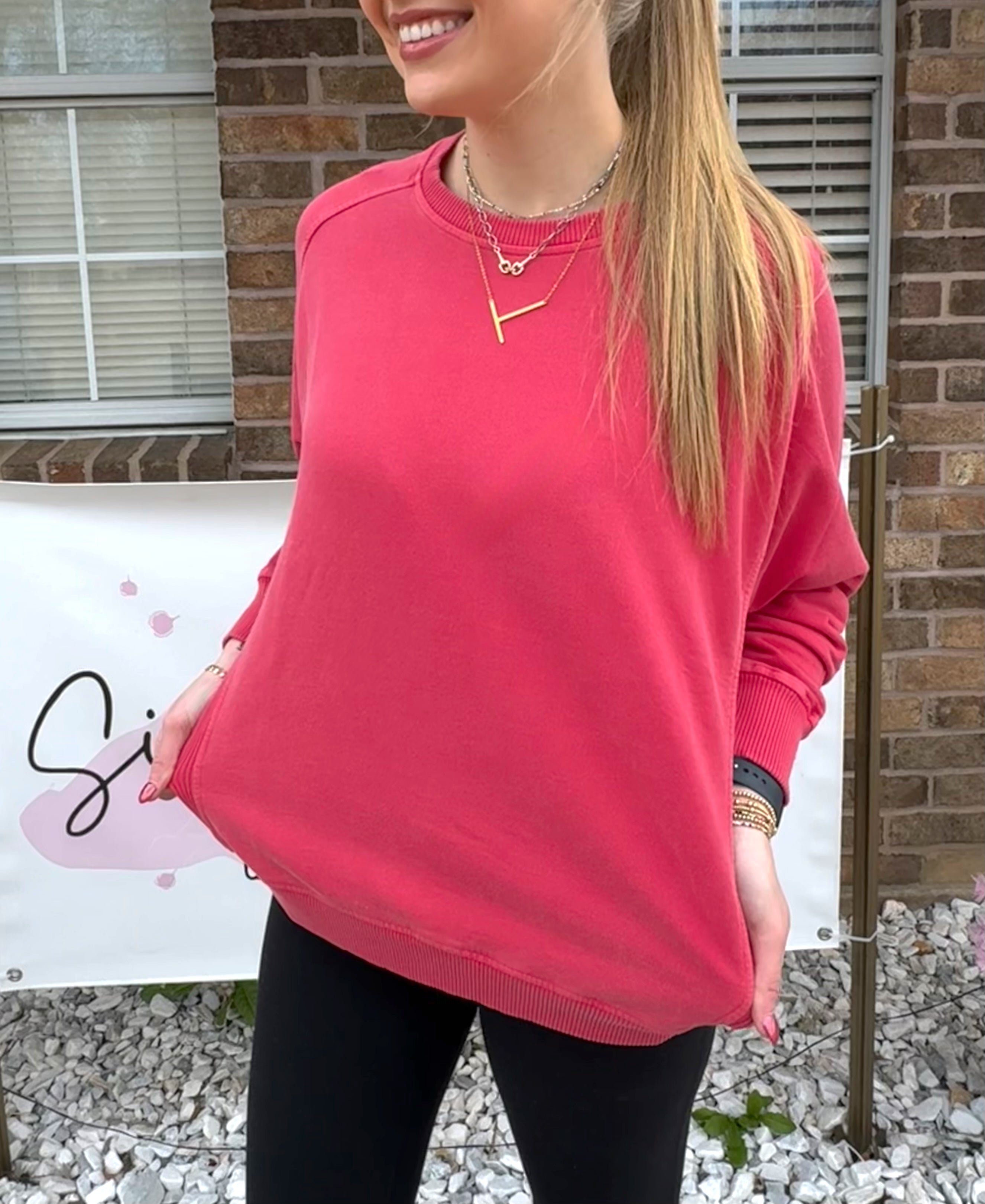 ZENANA Enzyme Washed French Terry Crewneck