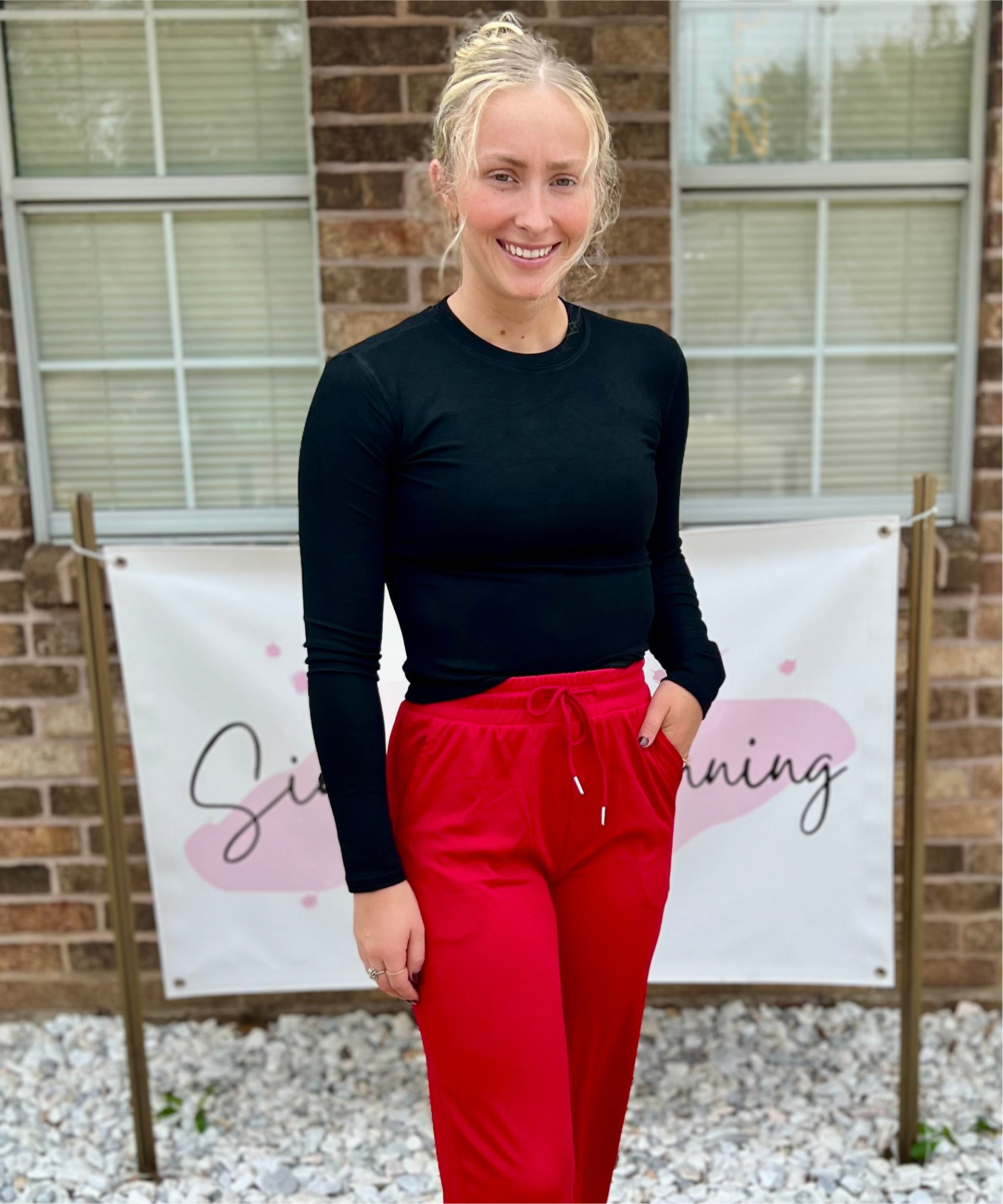 FINE RIBBED CREW NECK LONG SLEEVE TOP 3 COLORS