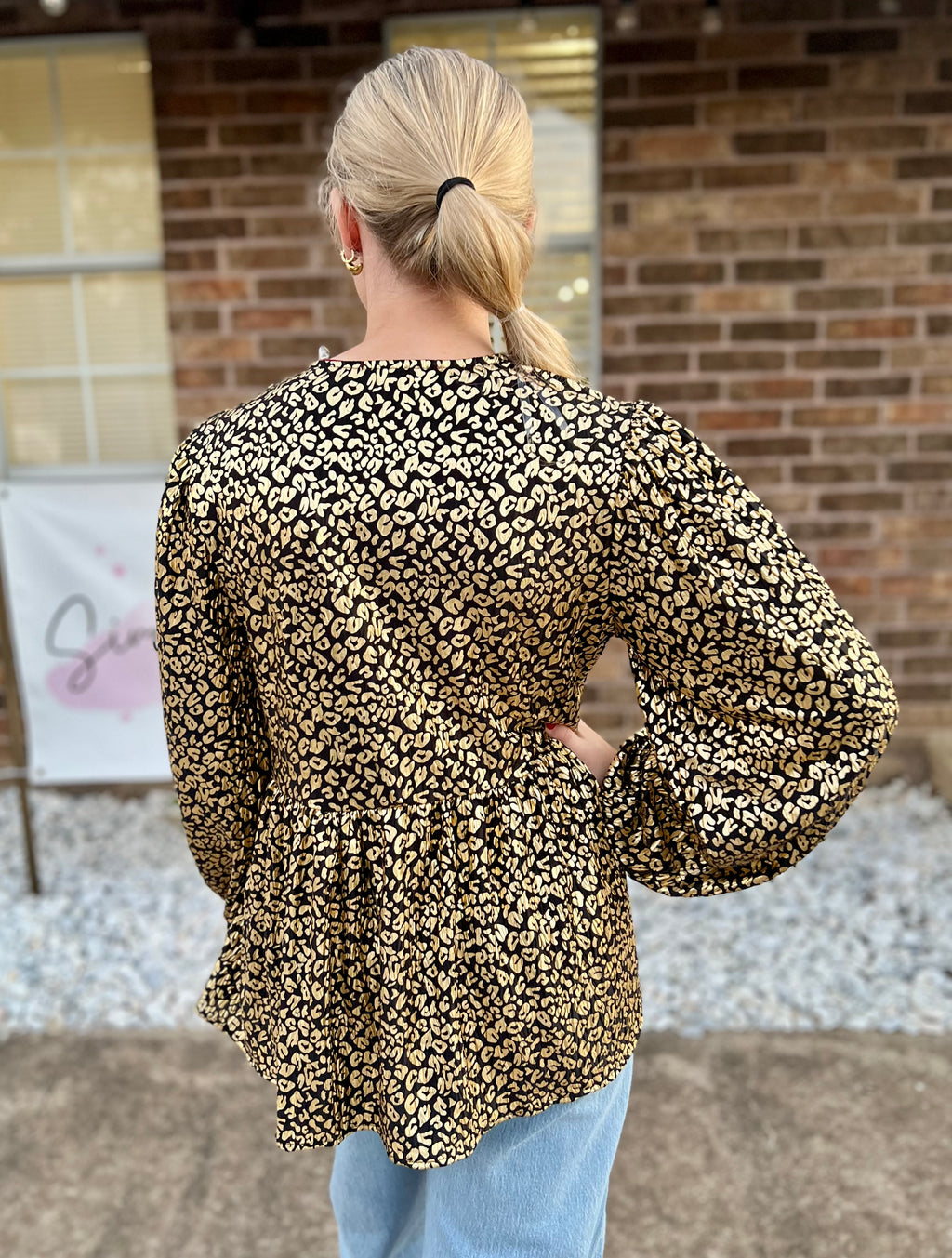 Front Bow Ribbon Cheetah Top