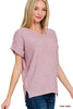 ZENANA CENTER SEAM SHORT SLEEVE SWEATER