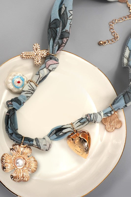 Scarf Multi Charm Necklace
