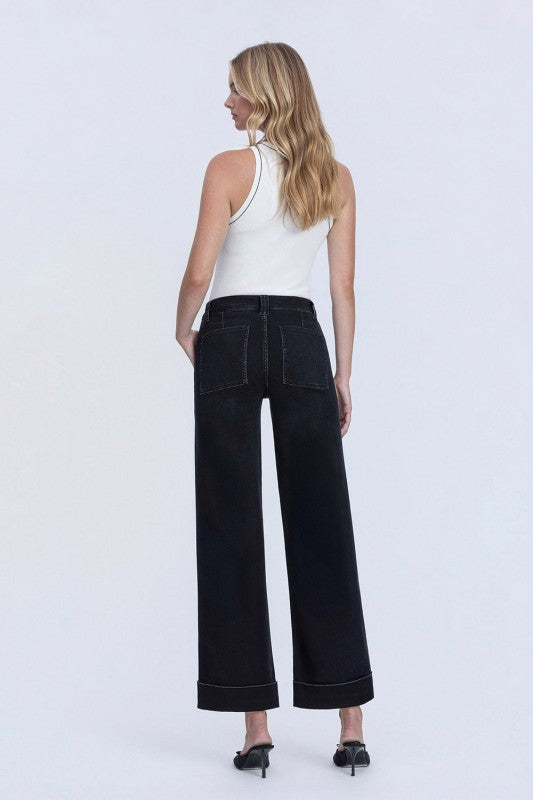 Vervet High Rise Elastic Waist Band Wide Leg