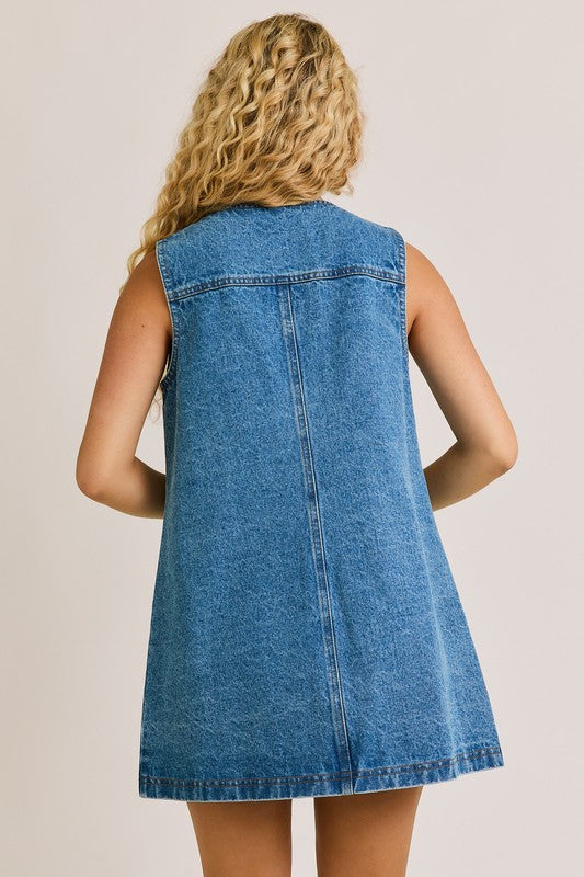 BACKSTAGE PASS DENIM MINI DRESS