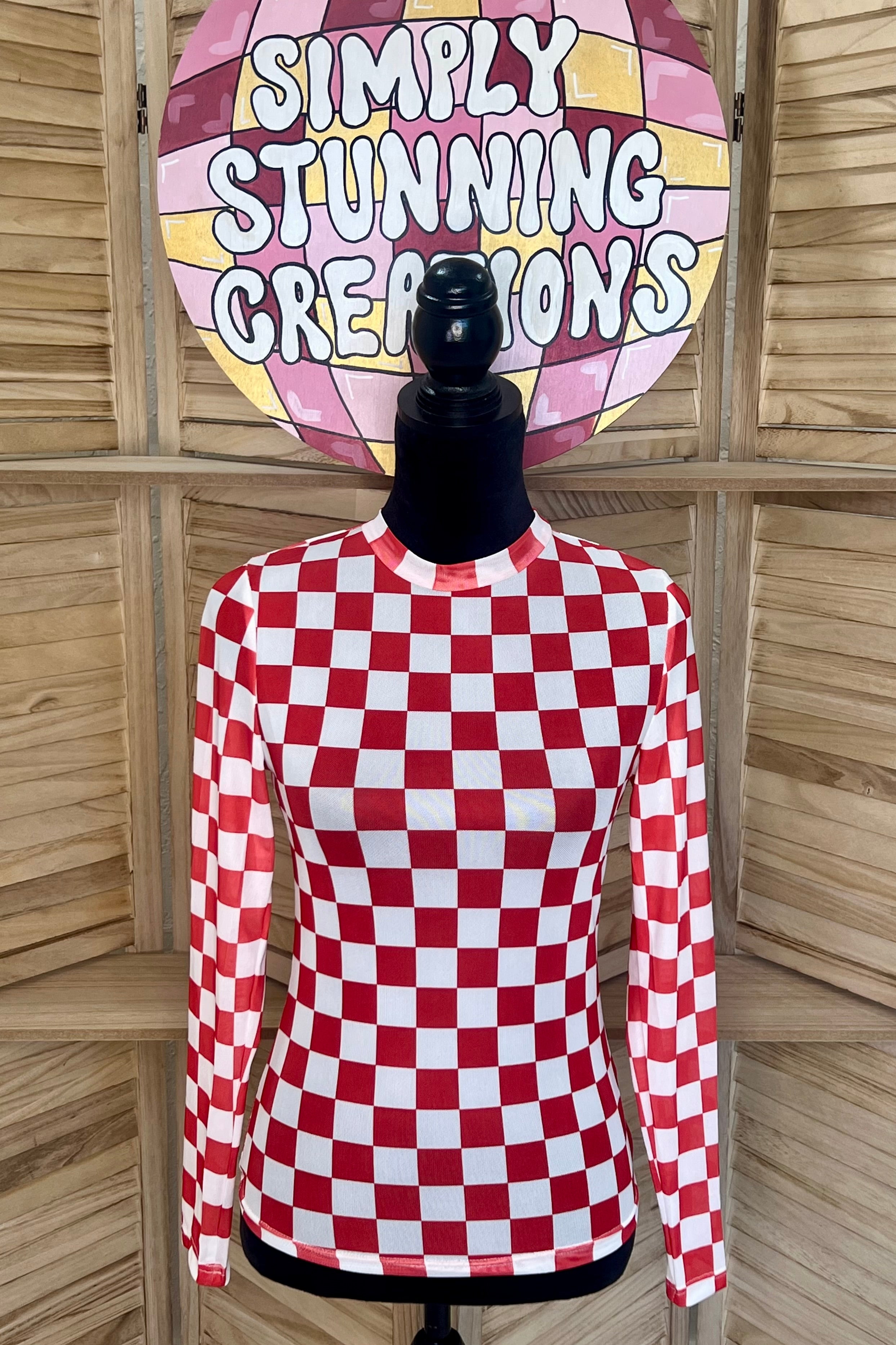 CHECKER PATTERN MESH TOP