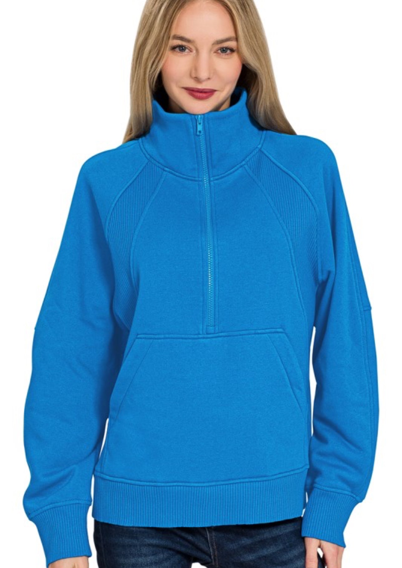 ZENANA HALF ZIP FLEECE PULLOVER