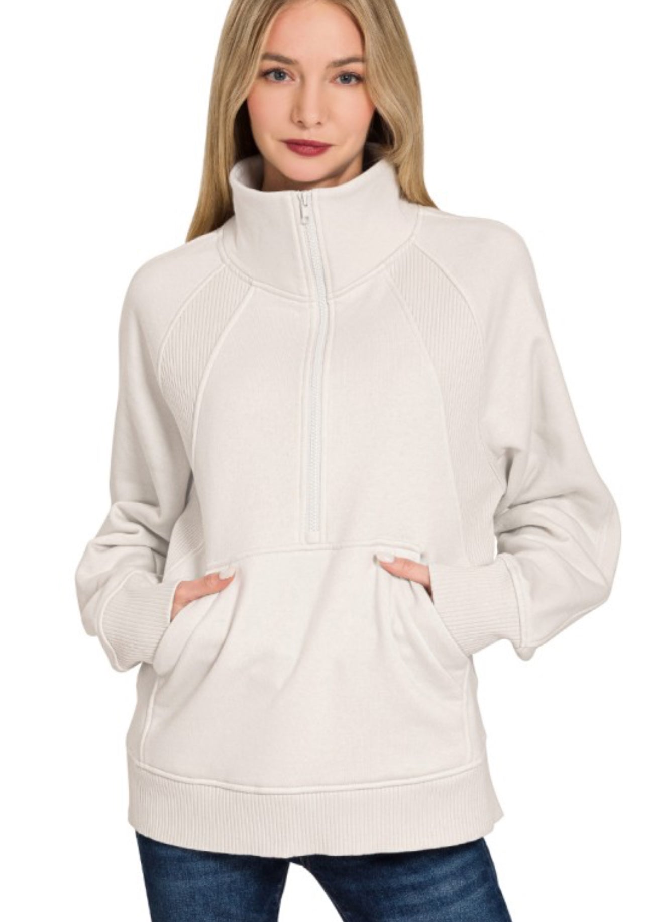 ZENANA HALF ZIP FLEECE PULLOVER