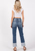 PETRA HIGH RISE SLIM STRAIGHT CUFFED JEANS
