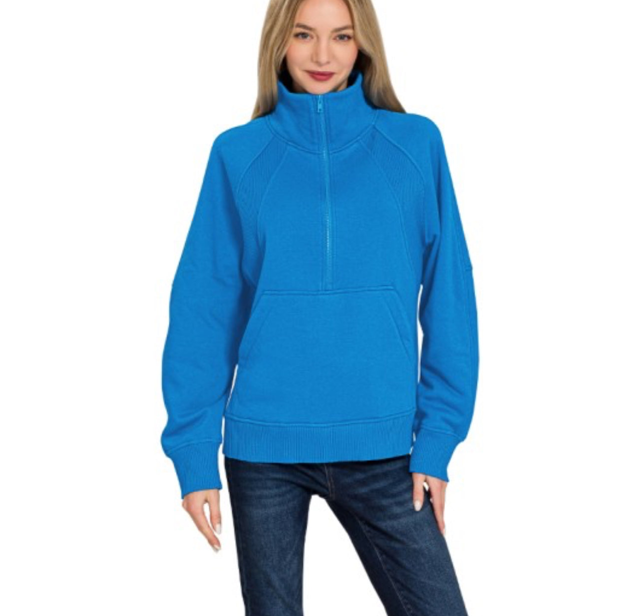 ZENANA HALF ZIP FLEECE PULLOVER