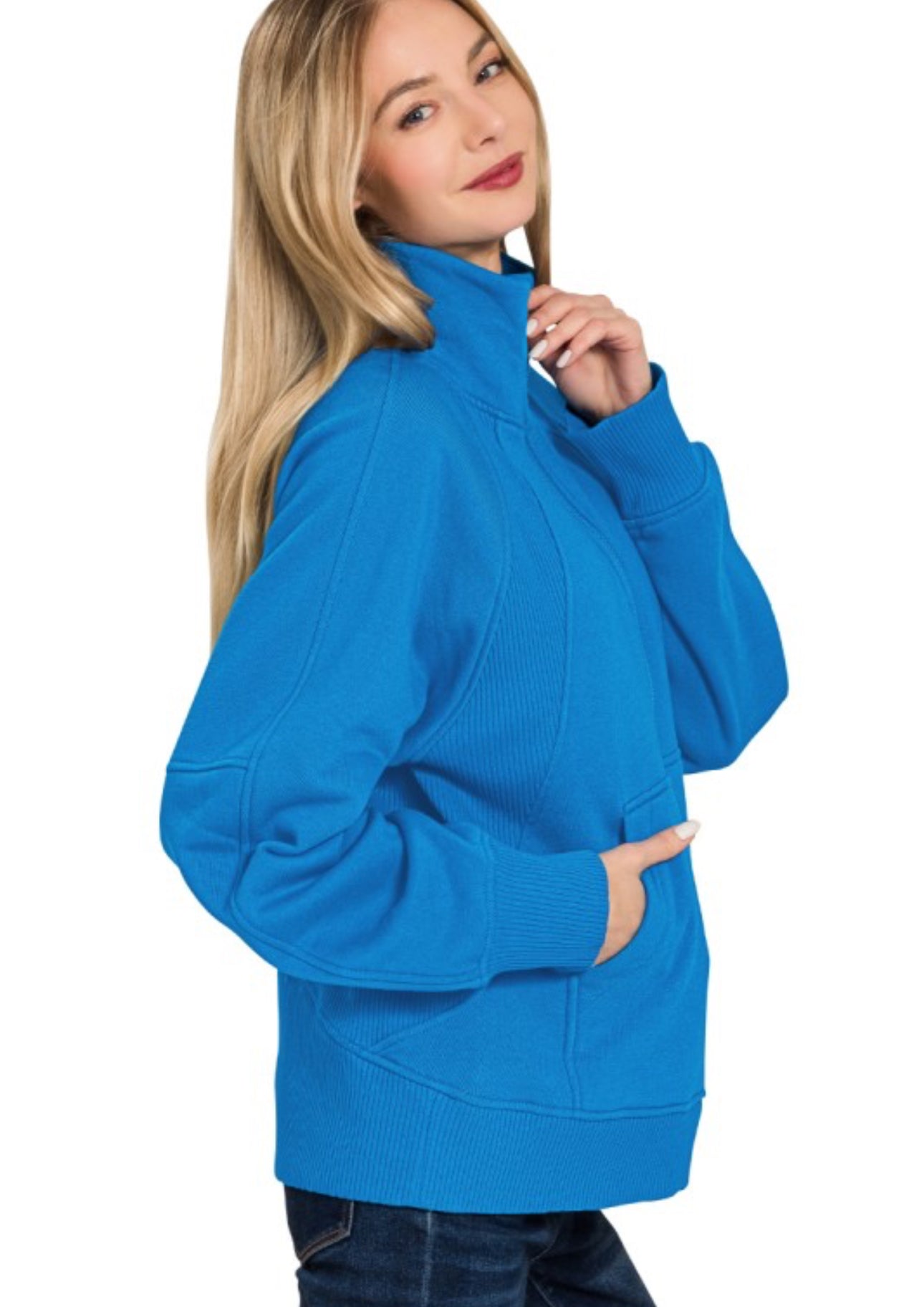 ZENANA HALF ZIP FLEECE PULLOVER
