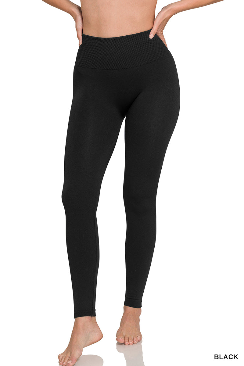 Zenana High waist diamond shape band fleece leggings