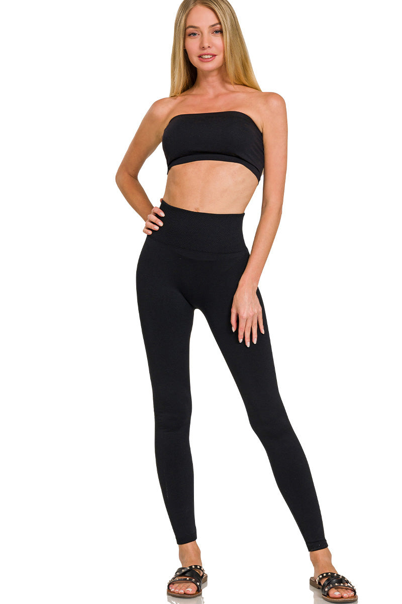 Zenana High waist diamond shape band fleece leggings