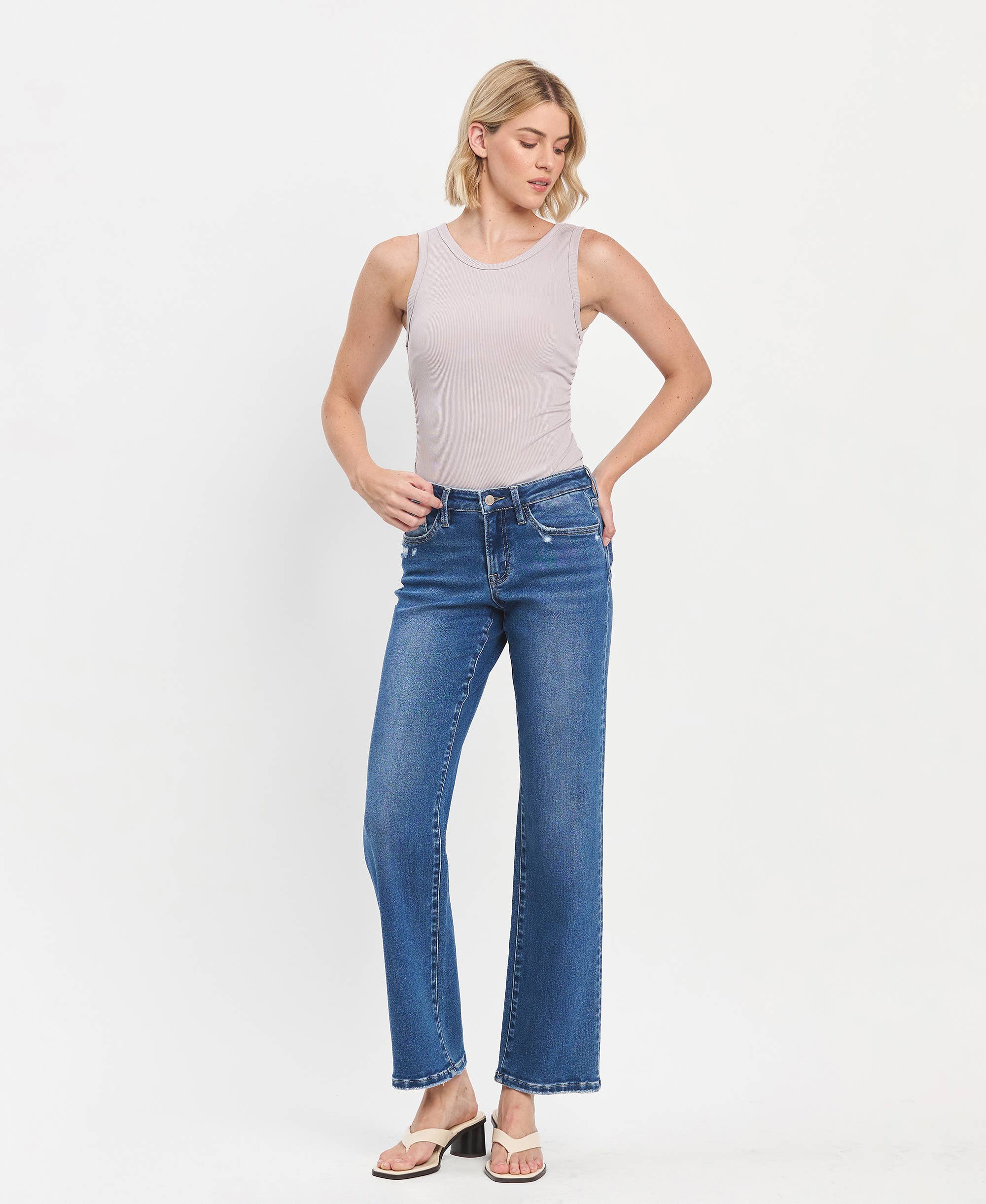 LOVERVET MID RISE FULL LENGTH STRAIGHT LEG JEANS