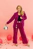 Raspberry Rendezvous Velvet Wide Leg Pants