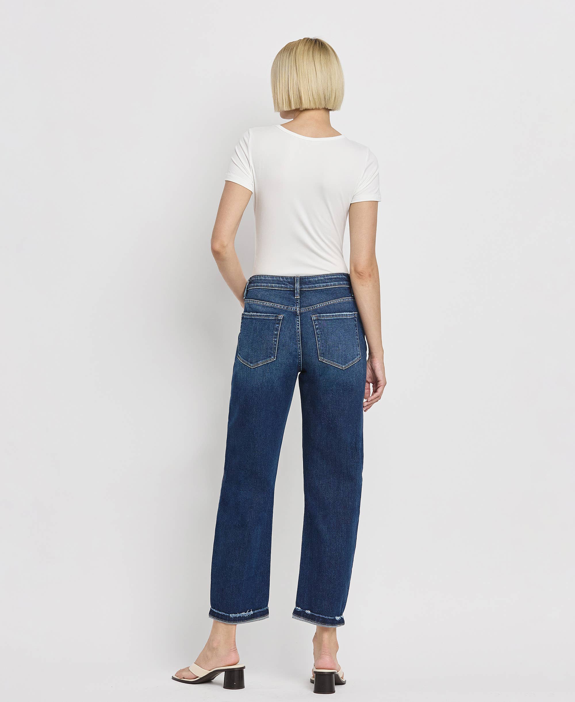 HIGH RISE CUFFED BARREL JEANS BY FLYING MONKEY