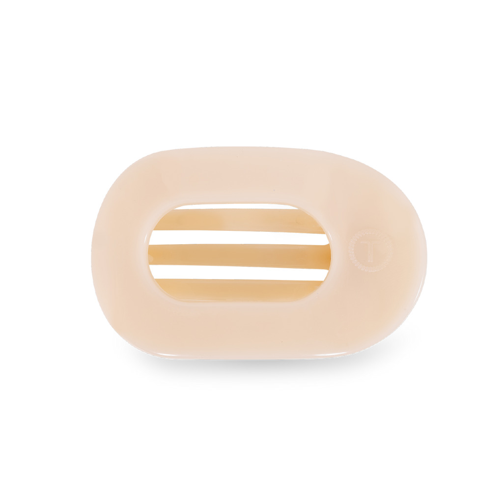 ALMOND BEIGE SMALL FLAT ROUND CLIP