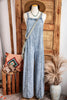 Fall Clothing Light Wash Frayed Exposed Seam Denim Overall