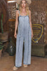 Fall Clothing Light Wash Frayed Exposed Seam Denim Overall