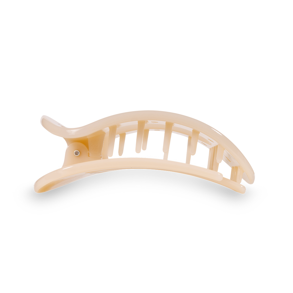ALMOND BEIGE SMALL FLAT ROUND CLIP