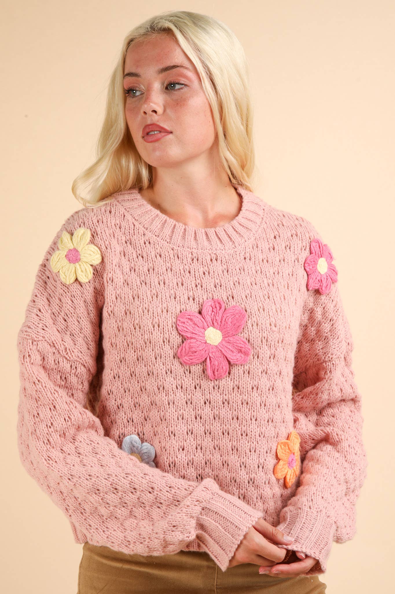 FLOWER KNIT SWEATER TOP