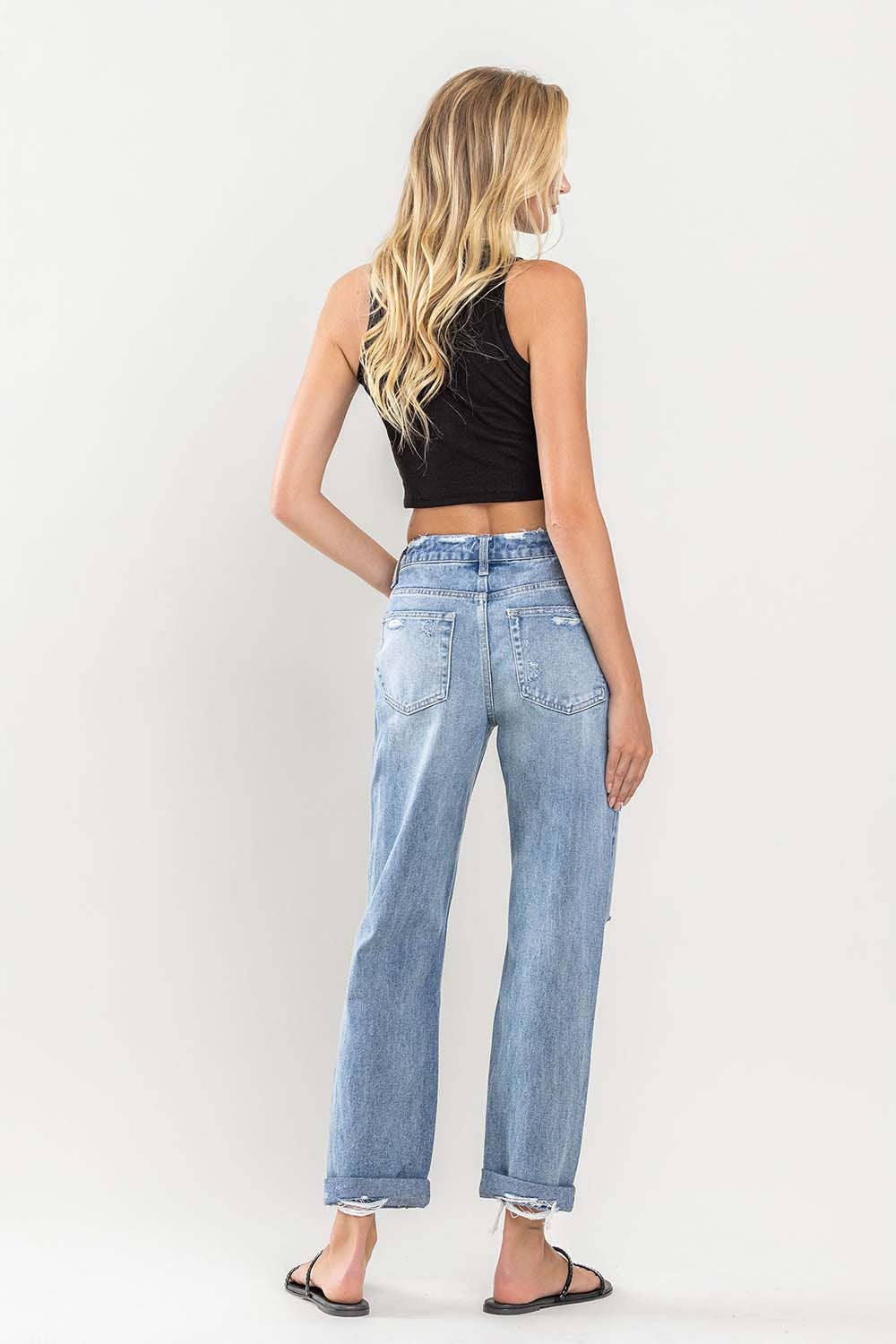 FLYING MONKEY HIGH RISE CUFFED BOYFRIEND JEANS