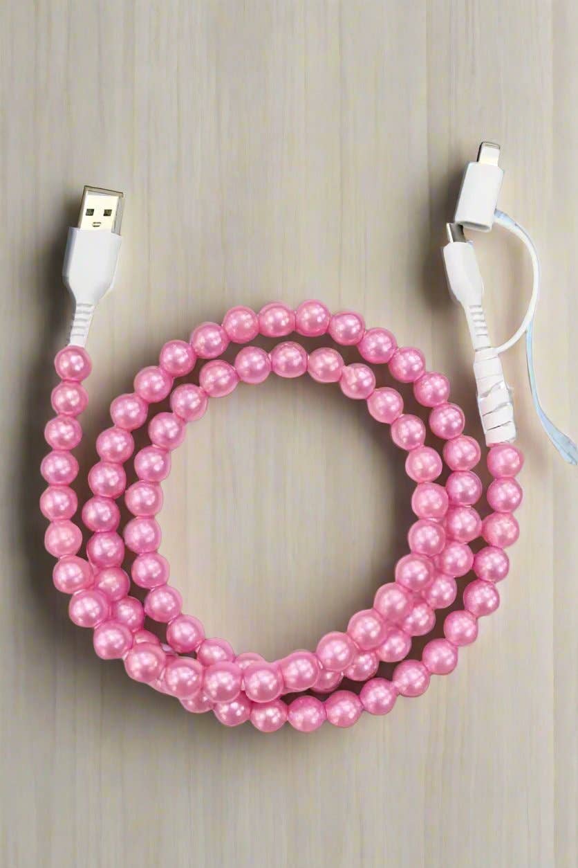 PINK PEARL PHONE CHARGER